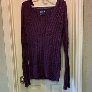 American Eagle Hooded Cable Knit Tunic Sweater